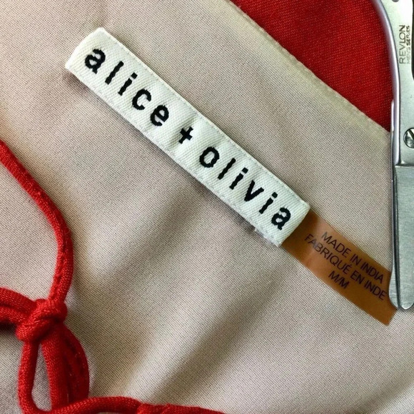 Alice + Olivia Womens Medium Morgana Tunic Dress Red Embroidered Cut Out Lined - Picture 5 of 10